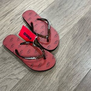 FOCO Women's Multi Logo Glitter FLIP Flop size 6